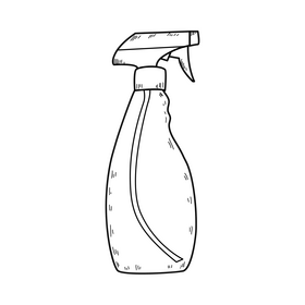 Cleaning spray drawing black and white clipart