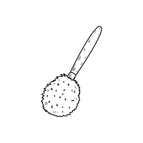 Bathroom toilet brush drawing black and white clipart