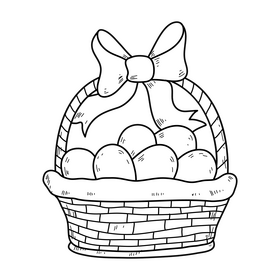 Easter eggs basket cartoon drawing black and white clipart free download