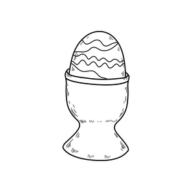 Easter egg in egg cup black and white clipart