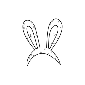 Happy easter bunny ears drawing black and white clipart
