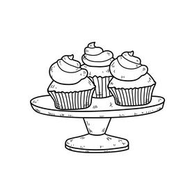 Easter cakes drawing black and white clipart