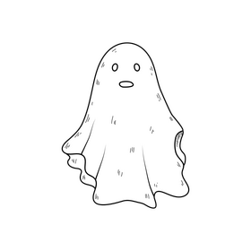 Halloween ghost drawing black and white clipart