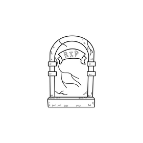 Halloween rip tombstone drawing black and white clipart