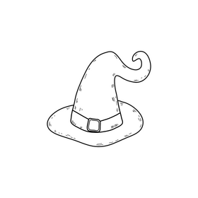 Halloween witch hat drawing black and white clipart