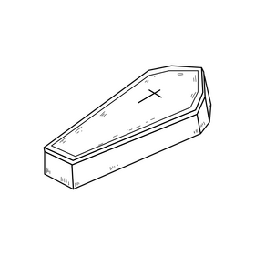 Halloween coffin drawing black and white clipart