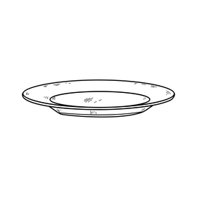 Kitchen plate drawing black and white clipart