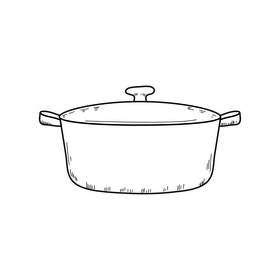 Cooking pot drawing black and white clipart