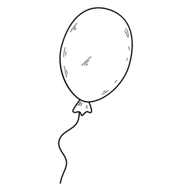 Pink balloon drawing black and white clipart