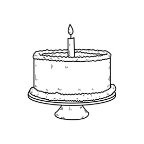 Birthday cake drawing black and white clipart