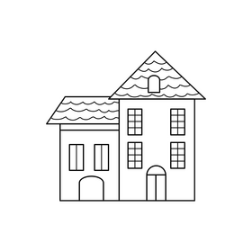 House building drawing black and white clipart