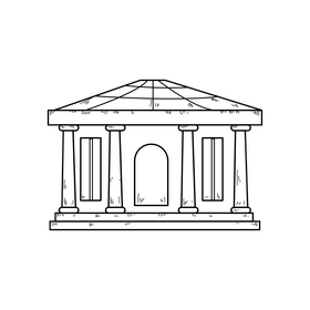 Theater building drawing black and white clipart