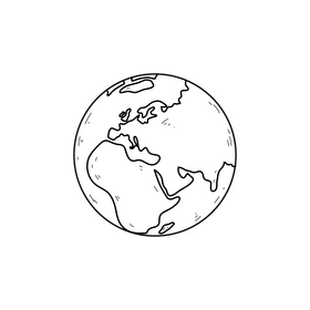 Earth planet drawing black and white clipart