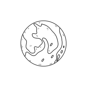 Mars planet drawing black and white clipart