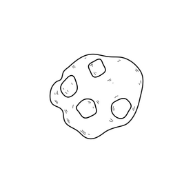 Asteroid drawing black and white clipart