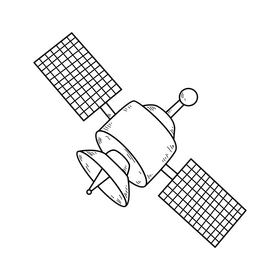 Satellite drawing black and white clipart