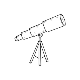 Telescope drawing black and white clipart