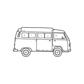 Minibus drawing black and white clipart