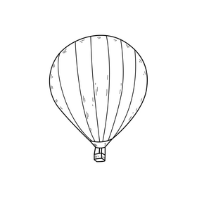 Hot air balloon drawing black and white clipart