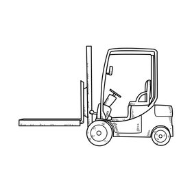 Forklift drawing black and white clipart