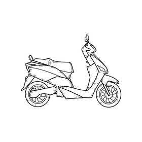 Scooter drawing black and white clipart