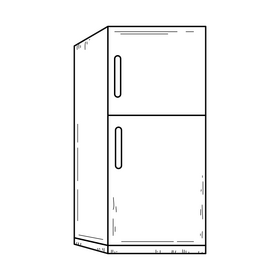 Kitchen refrigerator black and white clipart vector free download