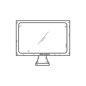 Television set drawing black and white clipart