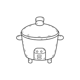 Rice cooker drawing black and white clipart