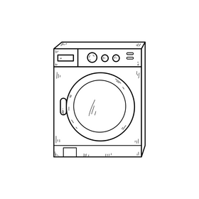 Washing machine drawing black and white clipart