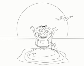 Bob minion black and white vector