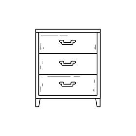 Bedside table drawing black and white clipart