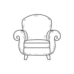 Armchair drawing black and white clipart