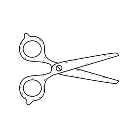 Scissors drawing black and white clipart
