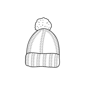 Winter hat drawing black and white clipart