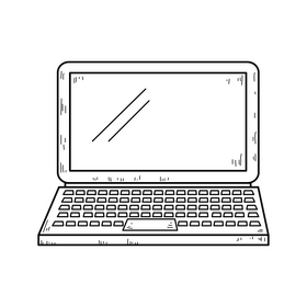 Office laptop drawing black and white clipart