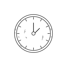 Office wall clock drawing black and white clipart