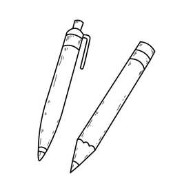 Pen and pencil drawing black and white clipart