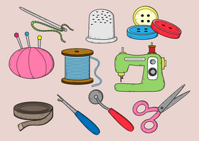 Sewing elements drawing vector