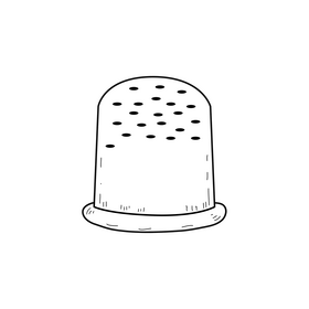 Thimble drawing black and white clipart