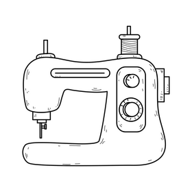 Sewing machine drawing black and white clipart