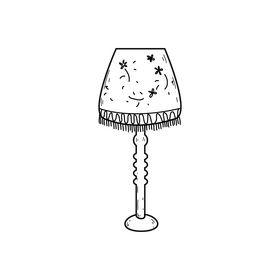 Table lamp drawing black and white clipart