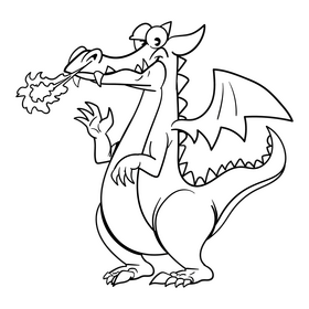 Dragon cartoon drawing black and white clipart