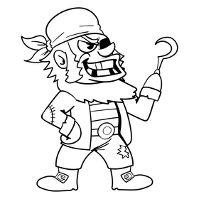 Pirate cartoon drawing black and white clipart
