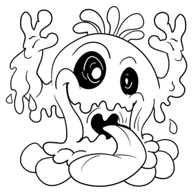 Blob cartoon drawing black and white clipart