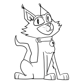 Black cat cartoon drawing black and white clipart