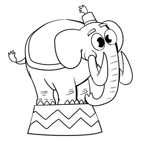 Elephant cartoon drawing black and white clipart