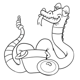 Snake cartoon drawing black and white clipart