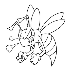 Wasp cartoon drawing black and white clipart