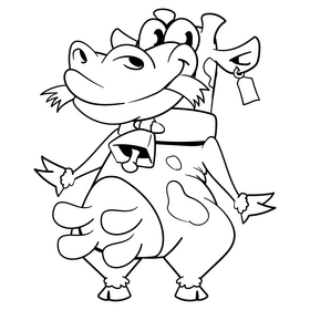 Cow cartoon drawing black and white clipart