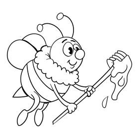 Bee flying cartoon drawing black and white clipart free download